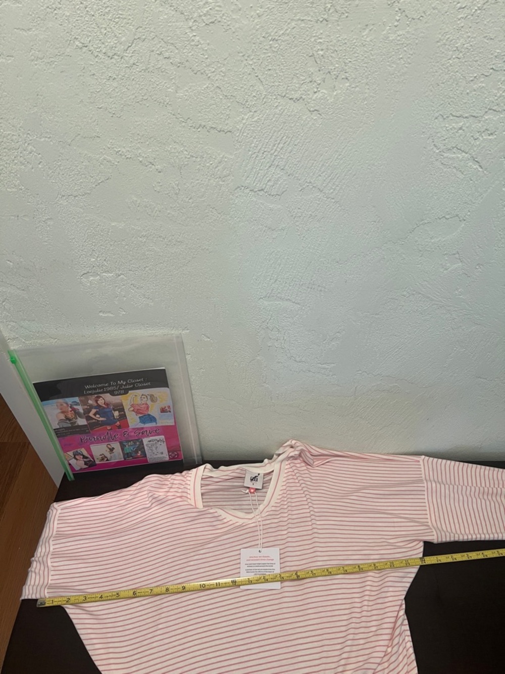#1766**cabi Pink Striped V-Neck Long Sleeve Top - Picture 4 of 12